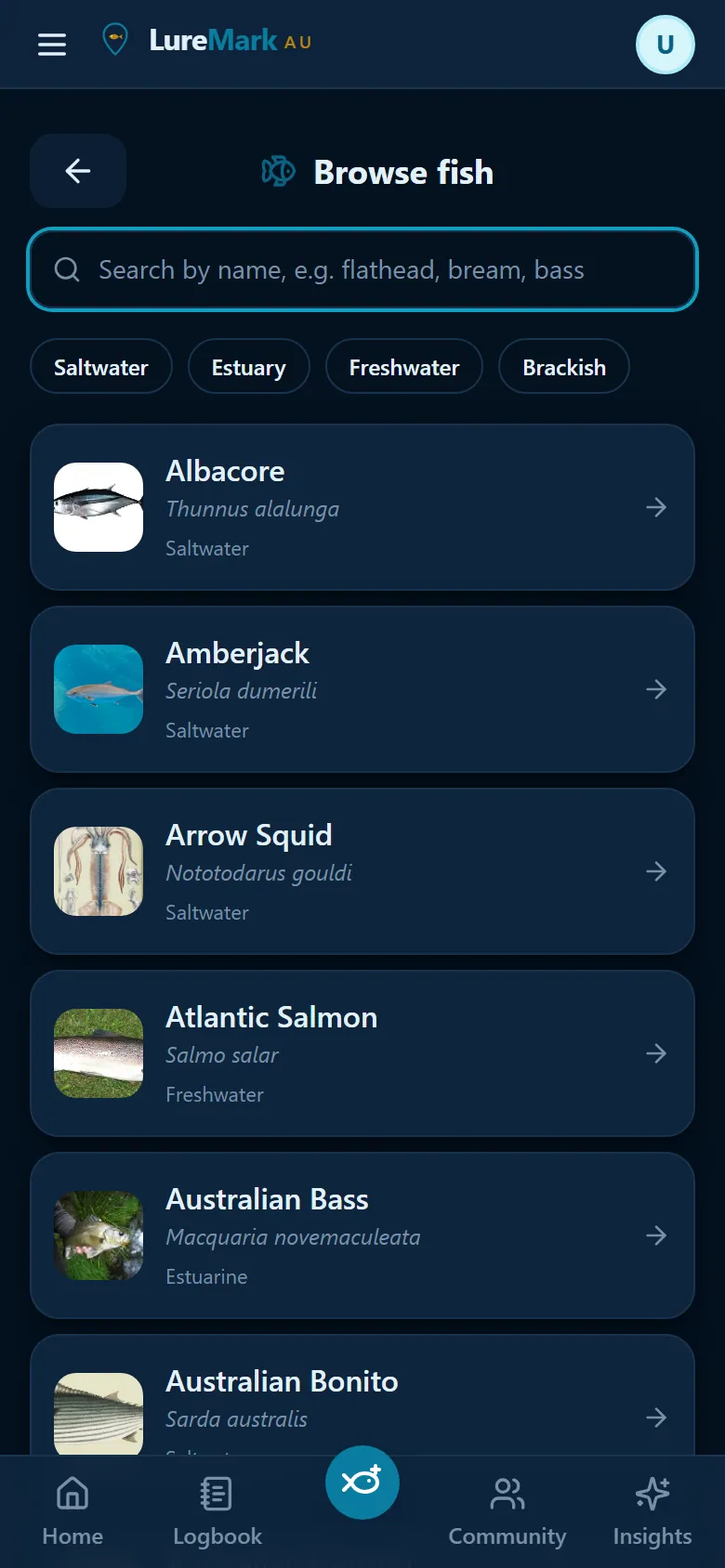 Species catalogue with reference photos for Australian fish